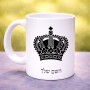 ספל תה \ קפה בעיצוב אישי עם השם שלך בעיצוב כתר מלכותי גודל הספל 325 מ"ל