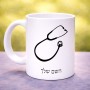 ספל תה \ קפה בעיצוב אישי עם השם שלך בעיצוב סטטוסקופ רופא גודל הספל 325 מ"ל