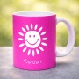ספל תה \ קפה בעיצוב אישי עם השם שלך בעיצוב שמש גודל הספל 325 מ"ל