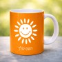 ספל תה \ קפה בעיצוב אישי עם השם שלך בעיצוב שמש גודל הספל 325 מ"ל