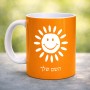 ספל תה \ קפה בעיצוב אישי עם השם שלך בעיצוב שמש גודל הספל 325 מ"ל