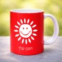 ספל תה \ קפה בעיצוב אישי עם השם שלך בעיצוב שמש גודל הספל 325 מ"ל