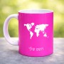 ספל תה \ קפה בעיצוב אישי עם השם שלך בעיצוב מפת העולם גודל הספל 325 מ"ל