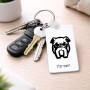 מחזיק מפתחות בצורת מלבן בעיצוב אישי עם השם שלך בעיצוב פרצוף בולדוג גודל המחזיק 6 × 4 ס"מ