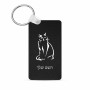 מחזיק מפתחות בצורת מלבן בעיצוב אישי עם השם שלך בעיצוב חתול גודל המחזיק 6 × 4 ס"מ