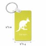 מחזיק מפתחות בצורת מלבן בעיצוב אישי עם השם שלך בעיצוב קנגורו גודל המחזיק 6 × 4 ס"מ
