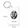מחזיק מפתחות בצורת מלבן בעיצוב אישי עם השם שלך בעיצוב פני אריה גודל המחזיק 6 × 4 ס"מ