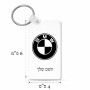 מחזיק מפתחות בצורת מלבן בעיצוב אישי עם השם שלך בעיצוב ב.מ.וו גודל המחזיק 6 × 4 ס"מ