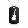 שרשרת דיסקיט מאלומיניום בעיצוב אישי עם השם שלך בעיצוב גיטרה גודל הדיסקיט 2.9 × 5 ס"מ