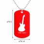 שרשרת דיסקיט מאלומיניום בעיצוב אישי עם השם שלך בעיצוב גיטרה גודל הדיסקיט 2.9 × 5 ס"מ
