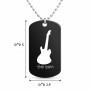 שרשרת דיסקיט מאלומיניום בעיצוב אישי עם השם שלך בעיצוב גיטרה גודל הדיסקיט 2.9 × 5 ס"מ