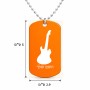 שרשרת דיסקיט מאלומיניום בעיצוב אישי עם השם שלך בעיצוב גיטרה גודל הדיסקיט 2.9 × 5 ס"מ