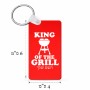 מחזיק מפתחות בצורת מלבן בעיצוב אישי עם השם שלך בעיצוב מלך הגריל גודל המחזיק 6 × 4 ס"מ