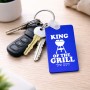 מחזיק מפתחות בצורת מלבן בעיצוב אישי עם השם שלך בעיצוב מלך הגריל גודל המחזיק 6 × 4 ס"מ
