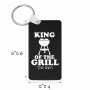 מחזיק מפתחות בצורת מלבן בעיצוב אישי עם השם שלך בעיצוב מלך הגריל גודל המחזיק 6 × 4 ס"מ