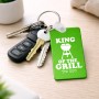 מחזיק מפתחות בצורת מלבן בעיצוב אישי עם השם שלך בעיצוב מלך הגריל גודל המחזיק 6 × 4 ס"מ