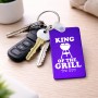 מחזיק מפתחות בצורת מלבן בעיצוב אישי עם השם שלך בעיצוב מלך הגריל גודל המחזיק 6 × 4 ס"מ