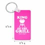 מחזיק מפתחות בצורת מלבן בעיצוב אישי עם השם שלך בעיצוב מלך הגריל גודל המחזיק 6 × 4 ס"מ