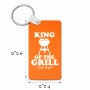 מחזיק מפתחות בצורת מלבן בעיצוב אישי עם השם שלך בעיצוב מלך הגריל גודל המחזיק 6 × 4 ס"מ