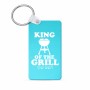מחזיק מפתחות בצורת מלבן בעיצוב אישי עם השם שלך בעיצוב מלך הגריל גודל המחזיק 6 × 4 ס"מ