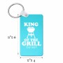 מחזיק מפתחות בצורת מלבן בעיצוב אישי עם השם שלך בעיצוב מלך הגריל גודל המחזיק 6 × 4 ס"מ