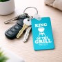 מחזיק מפתחות בצורת מלבן בעיצוב אישי עם השם שלך בעיצוב מלך הגריל גודל המחזיק 6 × 4 ס"מ