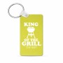 מחזיק מפתחות בצורת מלבן בעיצוב אישי עם השם שלך בעיצוב מלך הגריל גודל המחזיק 6 × 4 ס"מ