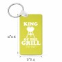 מחזיק מפתחות בצורת מלבן בעיצוב אישי עם השם שלך בעיצוב מלך הגריל גודל המחזיק 6 × 4 ס"מ
