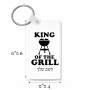 מחזיק מפתחות בצורת מלבן בעיצוב אישי עם השם שלך בעיצוב מלך הגריל גודל המחזיק 6 × 4 ס"מ