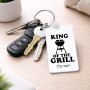 מחזיק מפתחות בצורת מלבן בעיצוב אישי עם השם שלך בעיצוב מלך הגריל גודל המחזיק 6 × 4 ס"מ
