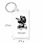 מחזיק מפתחות בצורת מלבן בעיצוב אישי עם השם שלך בעיצוב עגלת תינוק גודל המחזיק 6 × 4 ס"מ