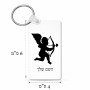 מחזיק מפתחות בצורת מלבן בעיצוב אישי עם השם שלך בעיצוב קופידון גודל המחזיק 6 × 4 ס"מ