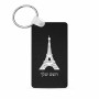 מחזיק מפתחות בצורת מלבן בעיצוב אישי עם השם שלך בעיצוב מגדל אייפל גודל המחזיק 6 × 4 ס"מ