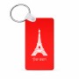 מחזיק מפתחות בצורת מלבן בעיצוב אישי עם השם שלך בעיצוב מגדל אייפל גודל המחזיק 6 × 4 ס"מ