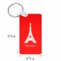 מחזיק מפתחות בצורת מלבן בעיצוב אישי עם השם שלך בעיצוב מגדל אייפל גודל המחזיק 6 × 4 ס"מ