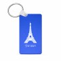 מחזיק מפתחות בצורת מלבן בעיצוב אישי עם השם שלך בעיצוב מגדל אייפל גודל המחזיק 6 × 4 ס"מ