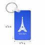 מחזיק מפתחות בצורת מלבן בעיצוב אישי עם השם שלך בעיצוב מגדל אייפל גודל המחזיק 6 × 4 ס"מ