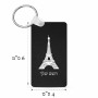 מחזיק מפתחות בצורת מלבן בעיצוב אישי עם השם שלך בעיצוב מגדל אייפל גודל המחזיק 6 × 4 ס"מ