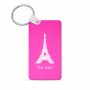 מחזיק מפתחות בצורת מלבן בעיצוב אישי עם השם שלך בעיצוב מגדל אייפל גודל המחזיק 6 × 4 ס"מ