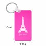 מחזיק מפתחות בצורת מלבן בעיצוב אישי עם השם שלך בעיצוב מגדל אייפל גודל המחזיק 6 × 4 ס"מ