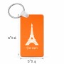 מחזיק מפתחות בצורת מלבן בעיצוב אישי עם השם שלך בעיצוב מגדל אייפל גודל המחזיק 6 × 4 ס"מ