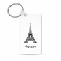 מחזיק מפתחות בצורת מלבן בעיצוב אישי עם השם שלך בעיצוב מגדל אייפל גודל המחזיק 6 × 4 ס"מ