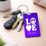 מחזיק מפתחות בצורת מלבן בעיצוב אישי עם השם שלך בעיצוב אהבה גודל המחזיק 6 × 4 ס"מ