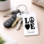מחזיק מפתחות בצורת מלבן בעיצוב אישי עם השם שלך בעיצוב אהבה גודל המחזיק 6 × 4 ס"מ
