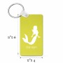 מחזיק מפתחות בצורת מלבן בעיצוב אישי עם השם שלך בעיצוב בתולת ים - אישה גודל המחזיק 6 × 4 ס"מ