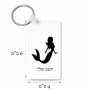 מחזיק מפתחות בצורת מלבן בעיצוב אישי עם השם שלך בעיצוב בתולת ים - אישה גודל המחזיק 6 × 4 ס"מ