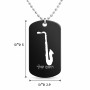 שרשרת דיסקיט מאלומיניום בעיצוב אישי עם השם שלך בעיצוב סקסופון גודל הדיסקיט 2.9 × 5 ס"מ