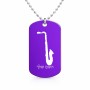 שרשרת דיסקיט מאלומיניום בעיצוב אישי עם השם שלך בעיצוב סקסופון גודל הדיסקיט 2.9 × 5 ס"מ
