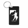 מחזיק מפתחות בצורת מלבן בעיצוב אישי עם השם שלך בעיצוב אישה רוקדת עם גבר גודל המחזיק 6 × 4 ס"מ