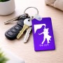 מחזיק מפתחות בצורת מלבן בעיצוב אישי עם השם שלך בעיצוב אישה רוקדת עם גבר גודל המחזיק 6 × 4 ס"מ